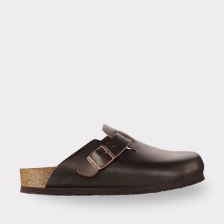BIRKENSTOCK UNISEX BOSTON DARK BROWN SMOOTH LEATHER REGULAR
