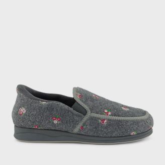 HOMYPED WOMENS HP CLIP IN  SLIPPER GREY FLORAL