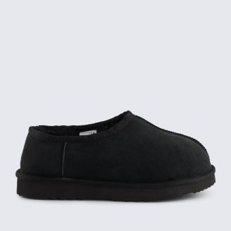 HOMYPED WOMENS SHEARLING SLIP ON SLIPPER BLACK